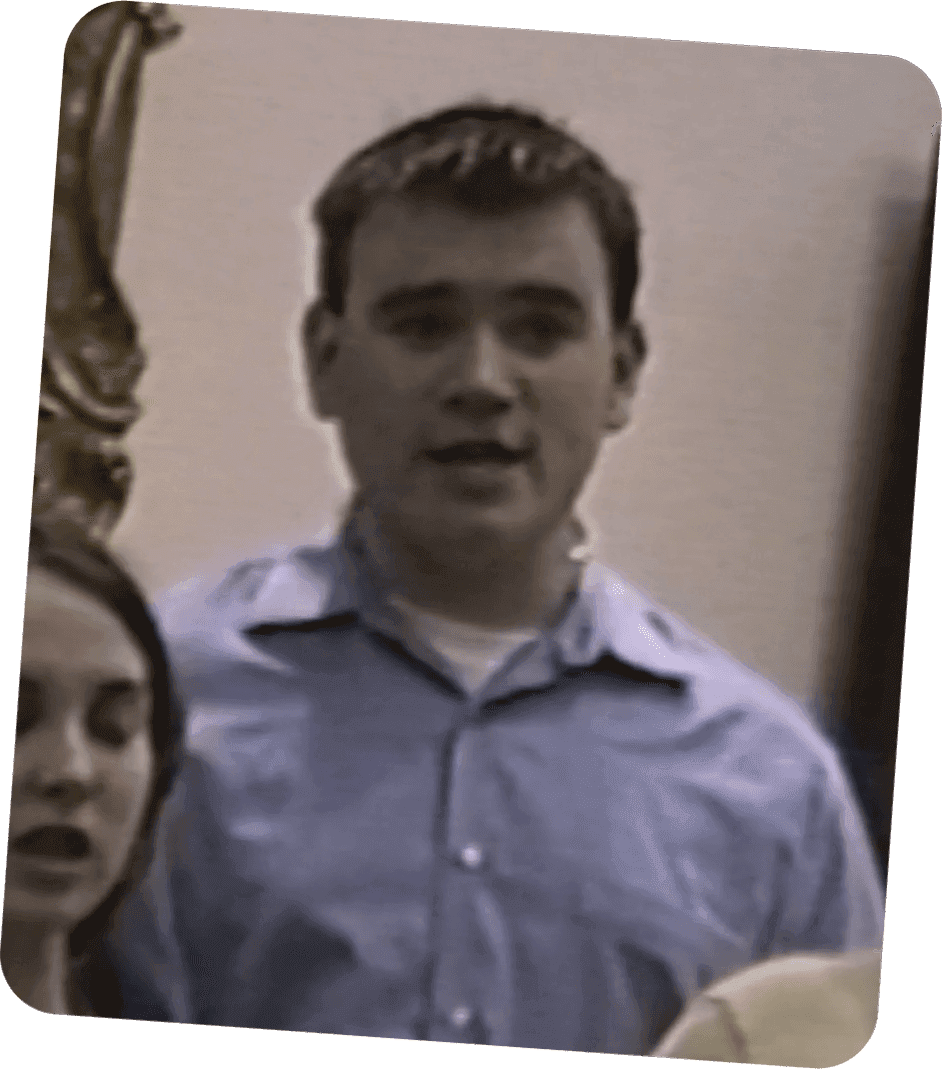 Michael Fabiano as a teenager, in an archival video still from a school performance